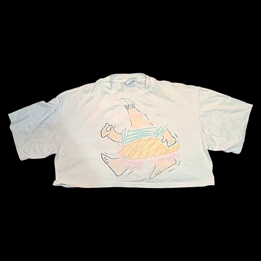 Vintage 80s OP Ocean Pacific Crop T Shirt USA Single Stitch Surf Graphic